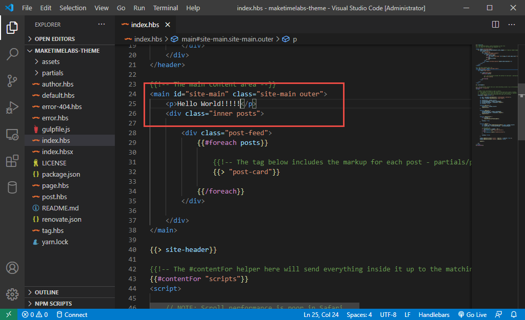 hello world vscode — Using Docker to Edit your Ghost Blog Theme