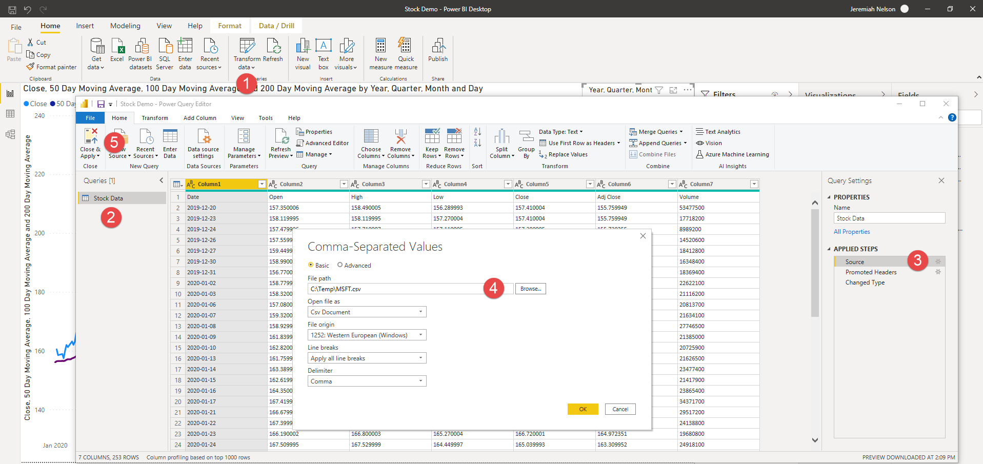 Yahoo Finance MSFT Download CSV 3 — Using Python to Change Power BI's data source file