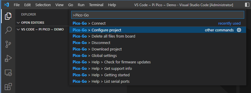 Configure Project — First Foray into MicroPython